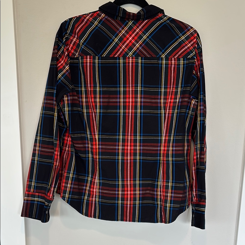 J. Crew Red and Blue Plaid Button Down Curvy Shirt - 14 - Picture 4 of 5